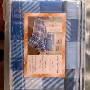 Hotel Collection Blue Plaid 6-Piece Sheet Set